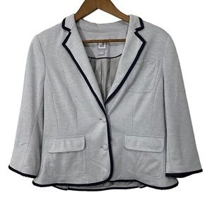 JCPenney Nautical Gray Navy Trim Blazer Women’s Size Large Anchor Sailor Career